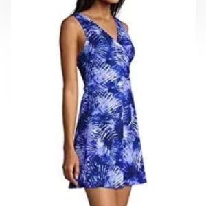 NWT Lands' End Women Tummy Control Surplice Swim Dress 1 Piece Sz 22W blue